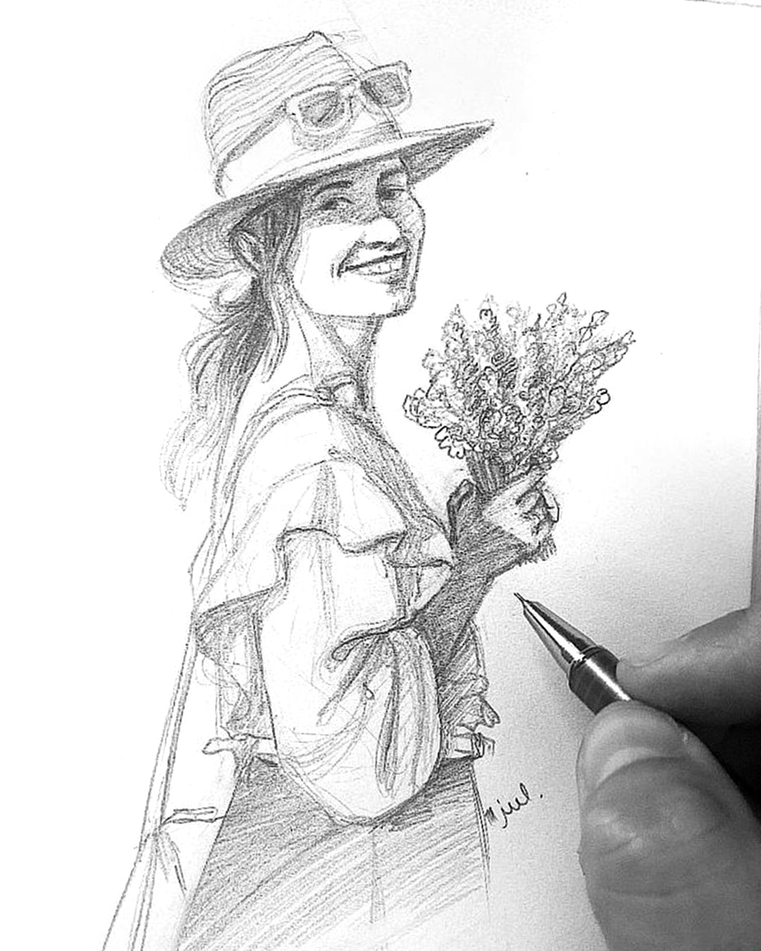 Portret desenat în creion, A5/A4/A3, 1-10 persoane