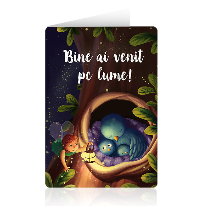 Felicitare - Bine ai venit pe lume (păsări)