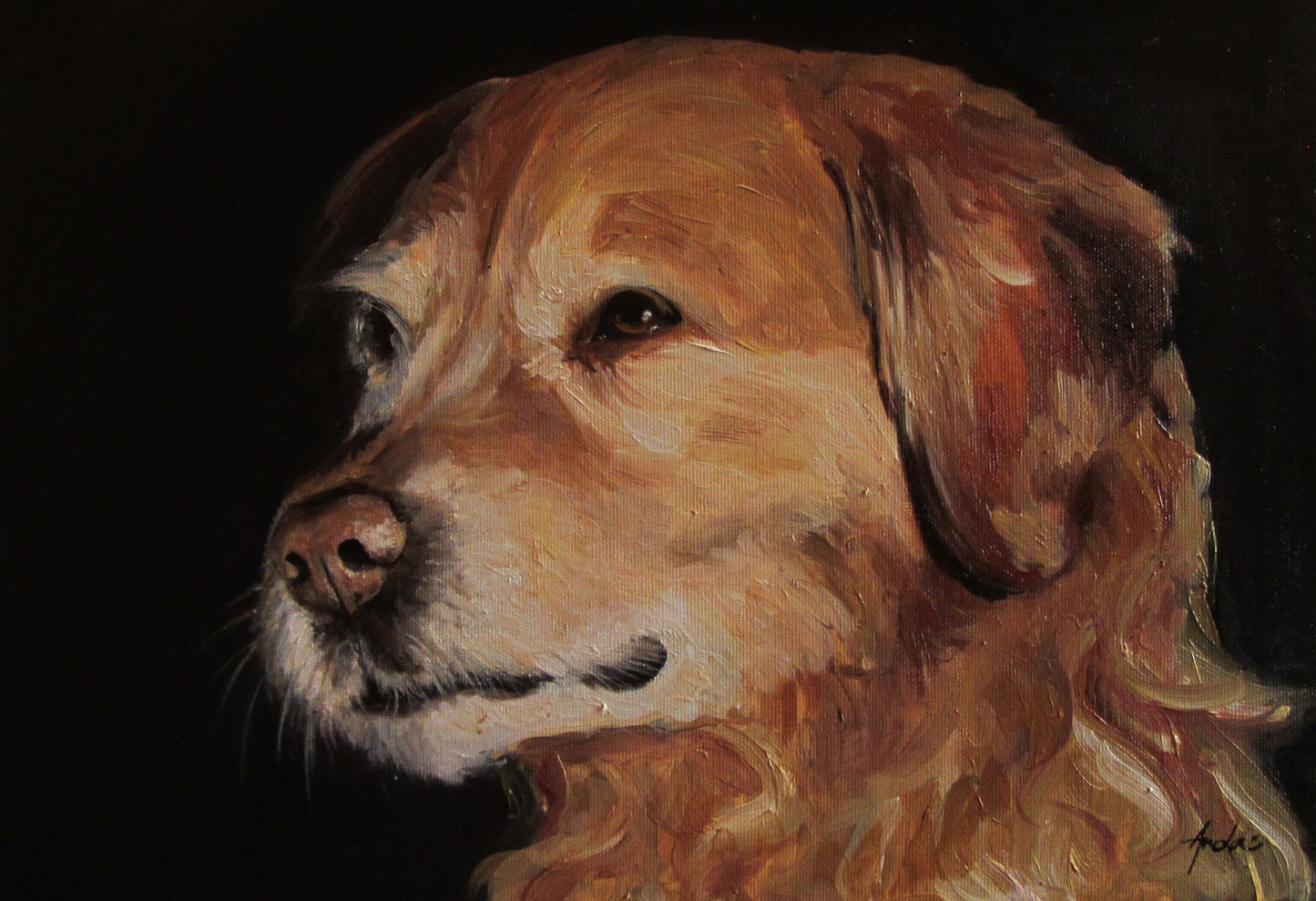 Portret pictat pe pânză, cu animalul de companie