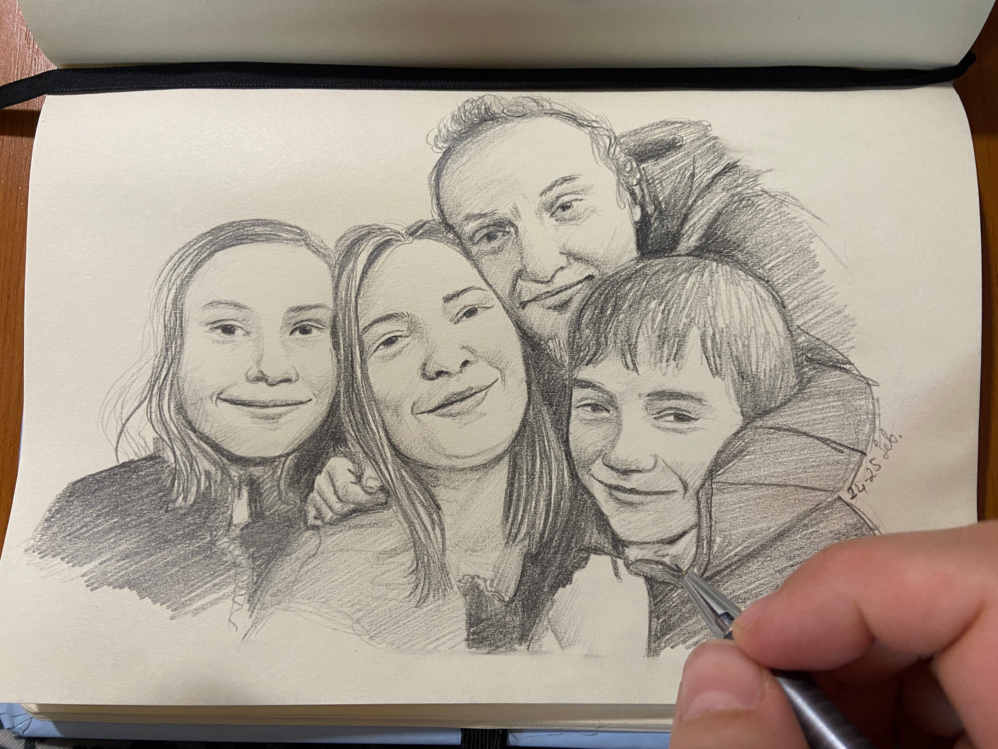 Portret desenat în creion, A5/A4/A3, 1-10 persoane