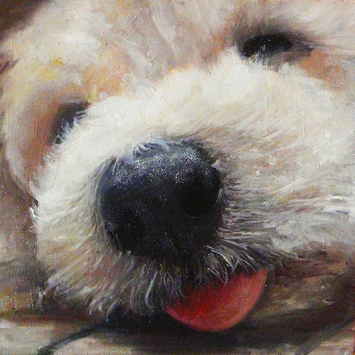 Portret pictat pe pânză, cu animalul de companie