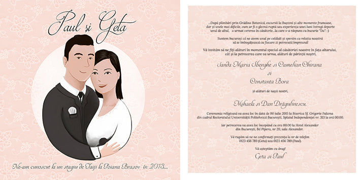 Design invitații+pachet de nuntă personalizat