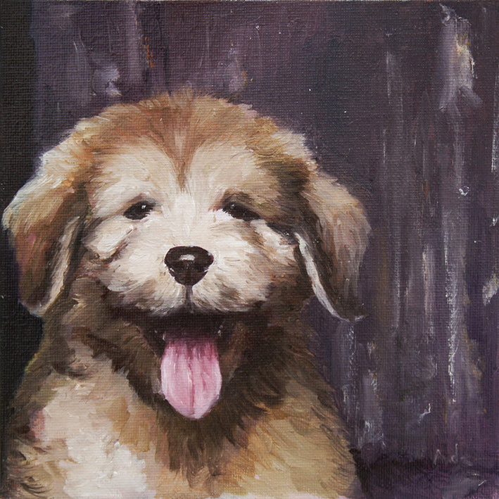 Portret pictat pe pânză, cu animalul de companie