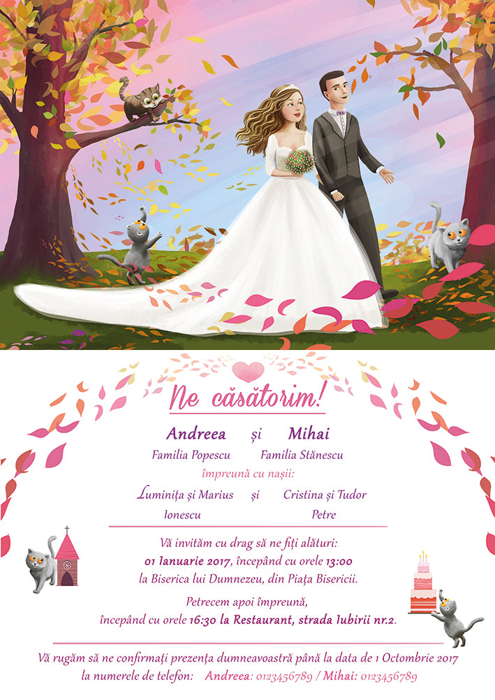 Design invitații+pachet de nuntă personalizat