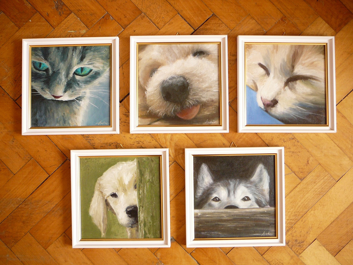 Portret pictat pe pânză, cu animalul de companie
