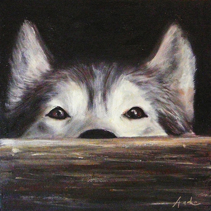 Portret pictat pe pânză, cu animalul de companie