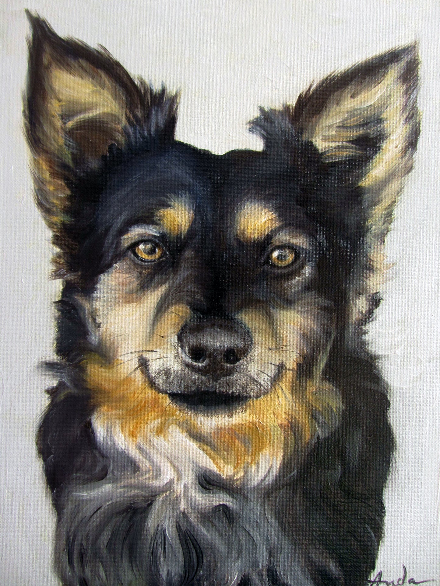 Portret pictat pe pânză, cu animalul de companie