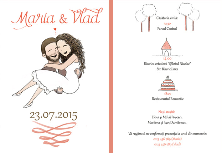 Design invitații+pachet de nuntă personalizat