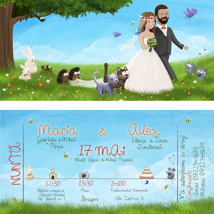 Design invitații+pachet de nuntă personalizat